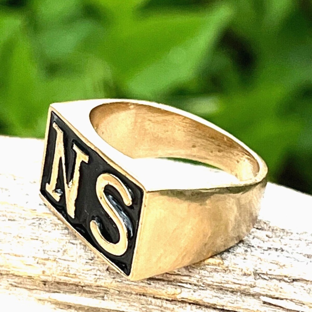 Jax Original “NS” Gold and Black Signet Ring